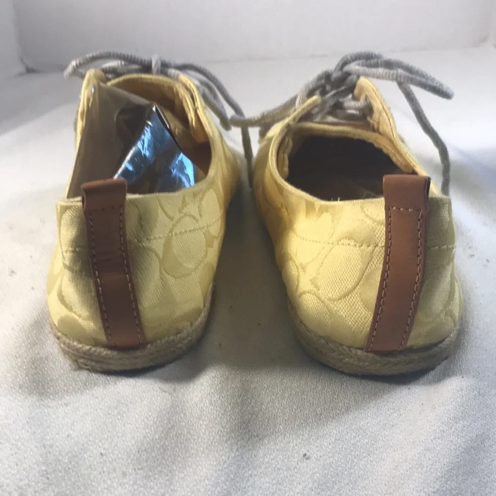 Coach Yellow Women's CC Canvas Espadrille Lace Up Sneaker Flat Shoes